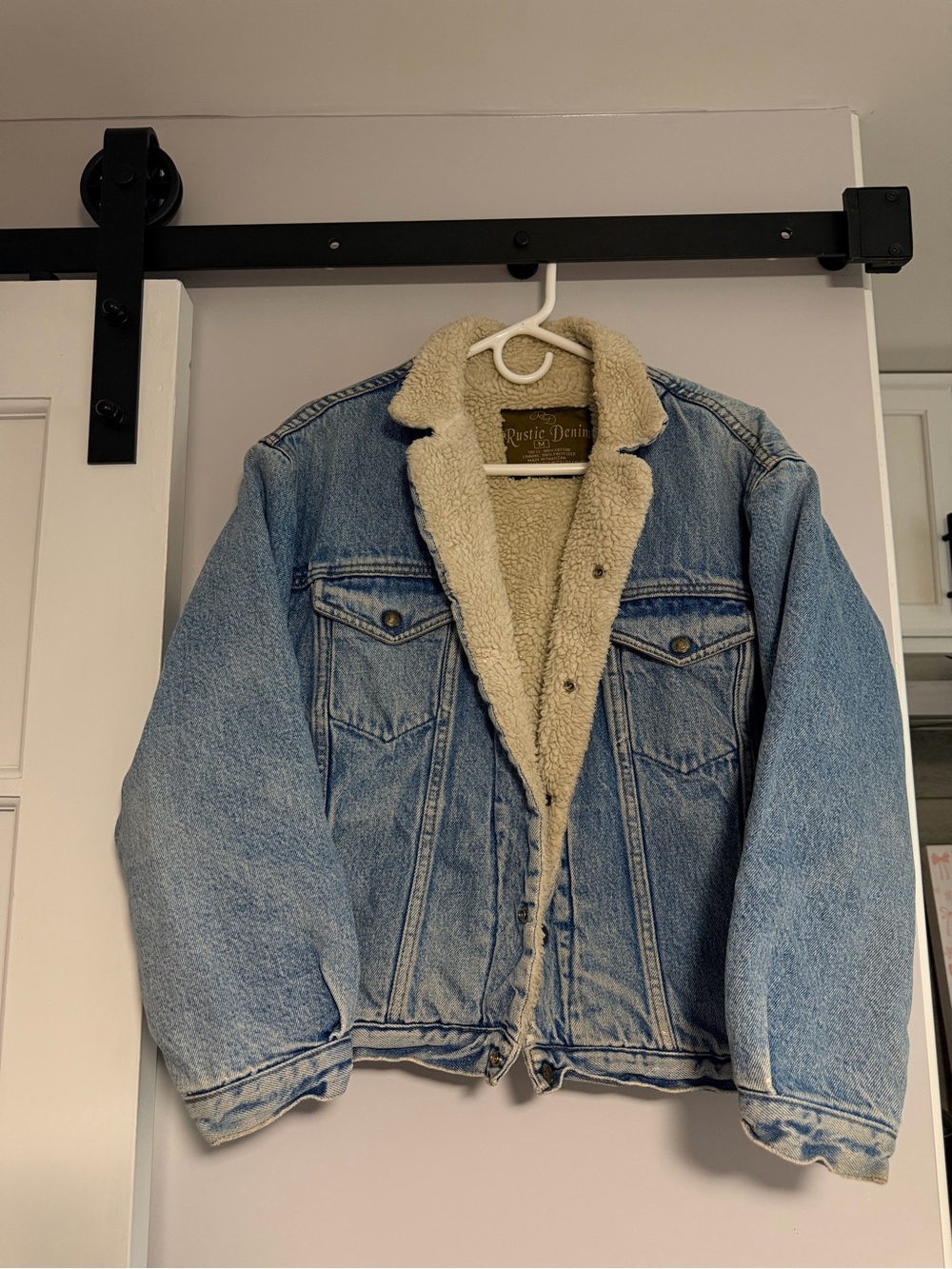Light Blue Sherpa-Lined Denim Jacket
